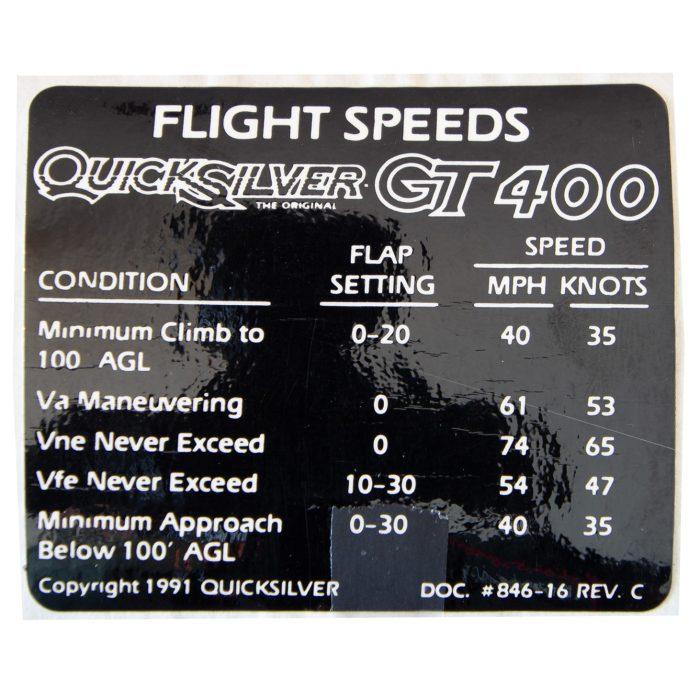 GT400 Flight Speed