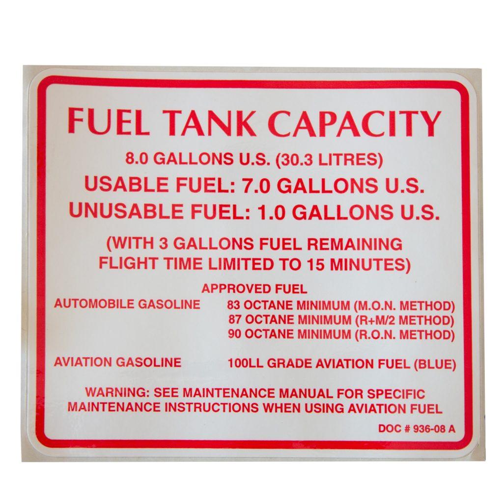 Labelled Fuel Containers Label, Fuel Tank – Air-Tech Inc. – Quicksilver Ultralight Aircraft